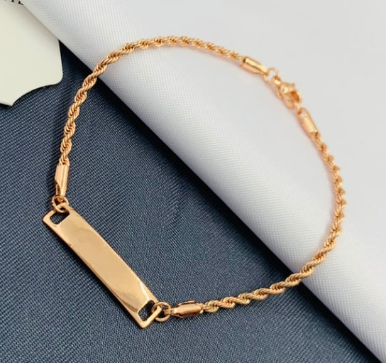 PULSERA ACERO INOXIDABLE PLACA ROSA LASO