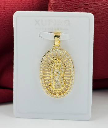 DIJE RODIO VIRGEN CIRCON BLANCO DORADO