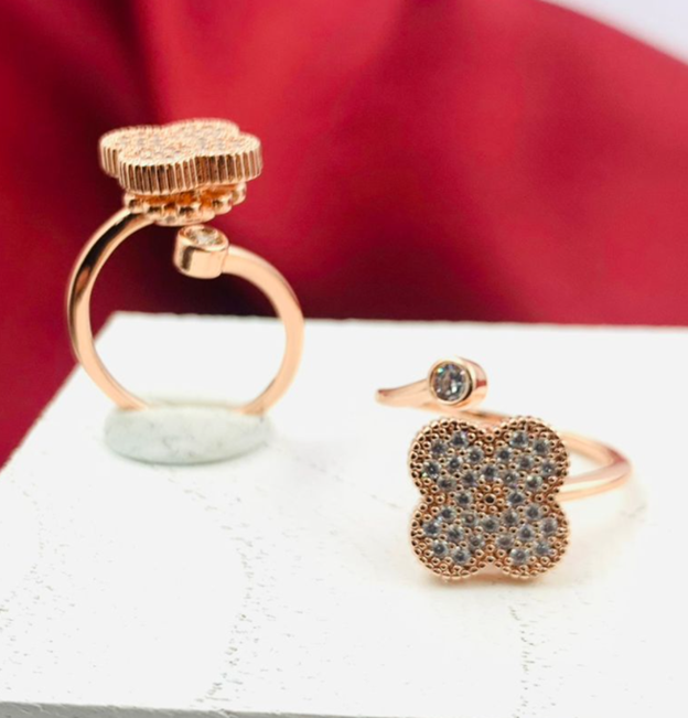 ANILLO RODIO GIRATORIO VAN CLEF CIRCON BLANCO ROSA