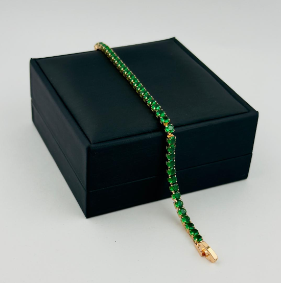 PULSERA TENIS RODIO CIRCON VERDE ROSA