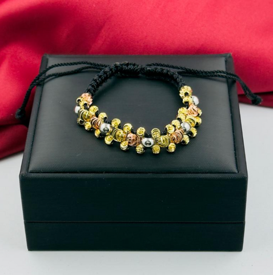 PULSERA RODIO 3 OROS DIAMANTADO 3 CARRILES