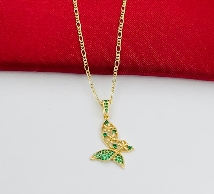 DUO RODIO MARIPOSA CIRCON VERDE MITAD FLOR