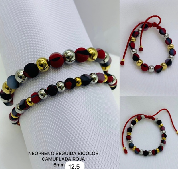 PULSERA NEOPRENO MILITAR ROJO