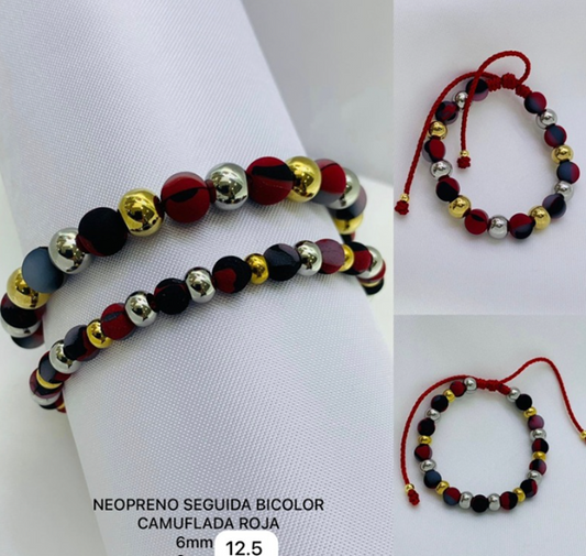 PULSERA NEOPRENO MILITAR ROJO