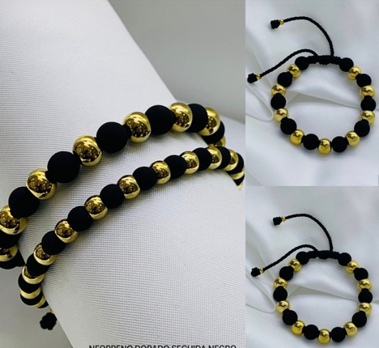 PULSERA NEOPRENO ACERO INOXIDABLE NEGRO