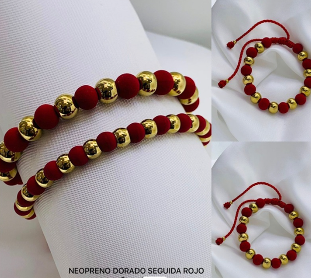 PULSERA NEOPRENO ROJO ACERO INOXIDABLE