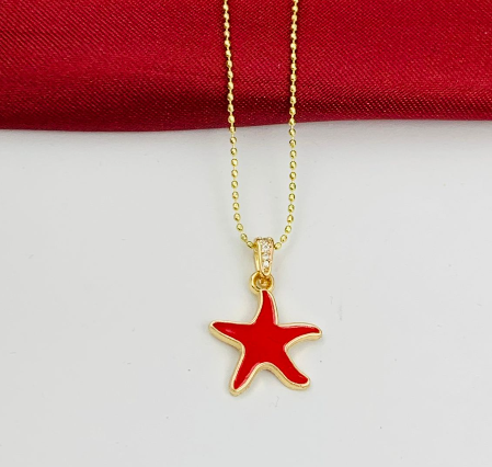 DUO RODIO ESTRELLA MAR ROJA DORADO