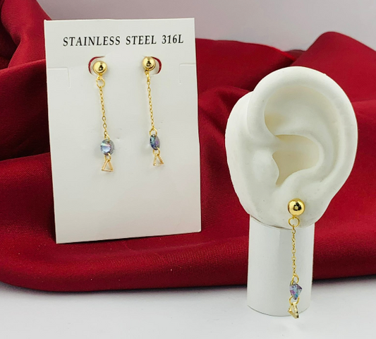 ARETE ACERO INOXIDABLE COLGANTE TRIANGULO DORADO CIRCON