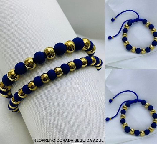 PULSERA NEOPRENO ACERO INOXIDABLE AZUL