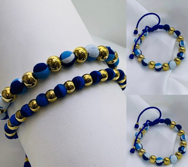 PULSERA NEOPRENO ACERO INOXIDABLE MILITAR AZUL