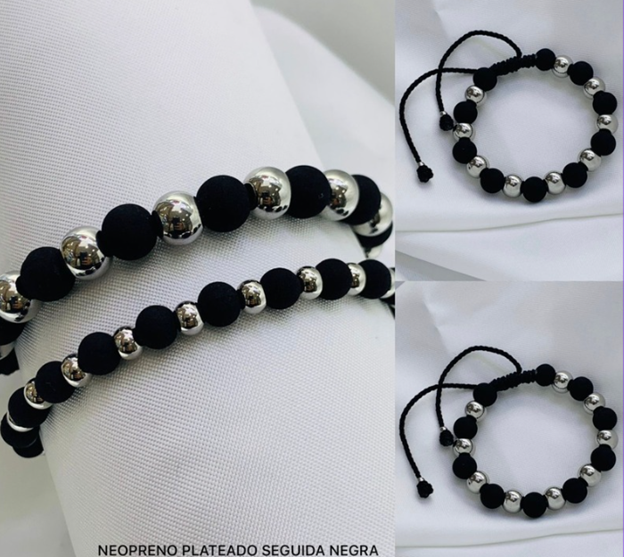 PULSERA NEOPRENO ACERO INOXIDABLE NEGRO
