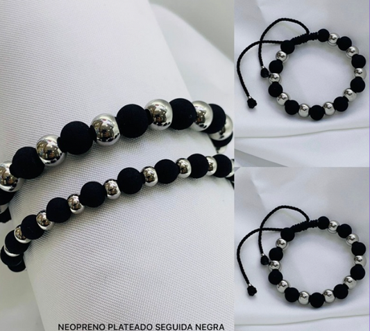 PULSERA NEOPRENO ACERO INOXIDABLE NEGRO