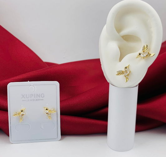 TOPO RODIO PAJARO CIRCONES BLANCO DORADO