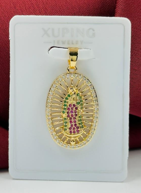 DIJE RODIO VIRGEN CIRCON COLORES DORADO