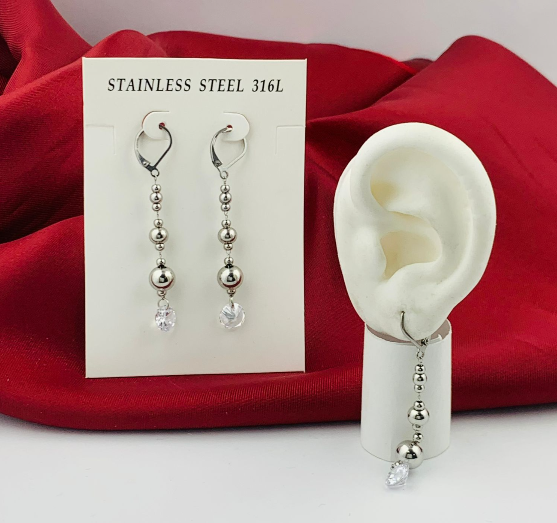 ARETE ACERO INOXIDABLE COLGANTE BOLAS CIRCON BLANCO