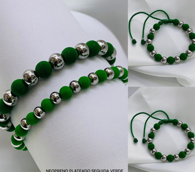 PULSERA NEOPRENO ACERO INOXIDABLE VERDE
