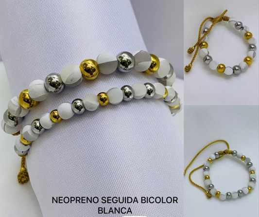 PULSERA NEOPRENO ACERO INOXIDABLE BLANCO