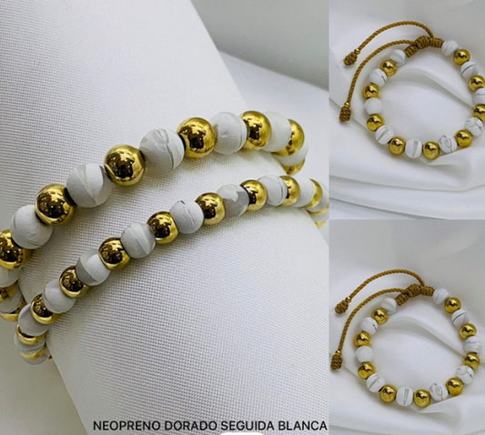 PULSERA NEOPRENO ACERO INOXIDABLE BLANCO