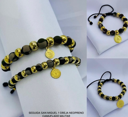 PULSERA NEOPRENO MILITAR MEDALLA