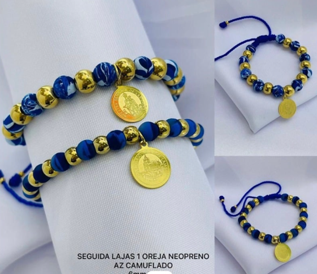 PULSERA NEOPRENO MILITAR AZUL MEDALLA