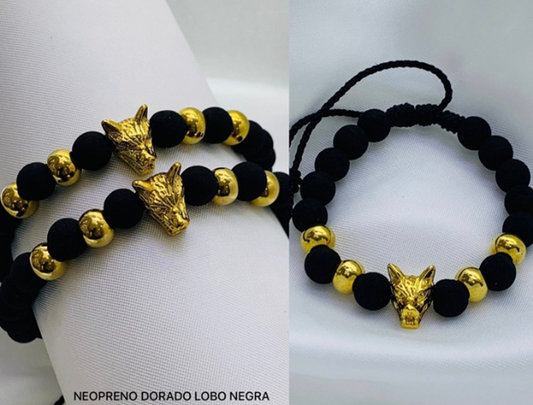 PULSERA NEOPRENO ACERO INOXIDABLE LOBO