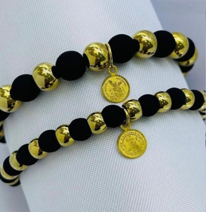 PULSERA NEOPRENO ACERO INOXIDABLE MEDALLA