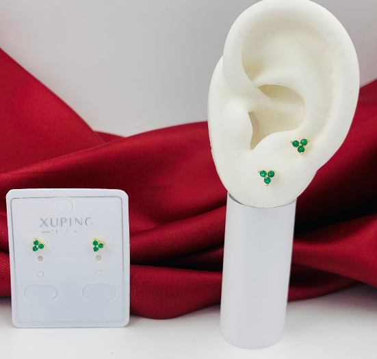 TOPO RODIO 3 CIRCONES VERDE DORADO