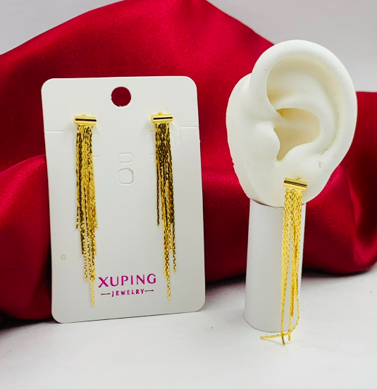 ARETE RODIO COLGANTE CASCADA RECTANGULO DELGADA DORADO
