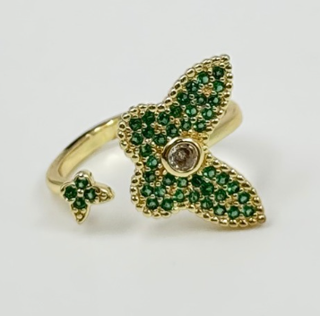 ANILLO RODIO MARIPOSA CIRCON DORADO