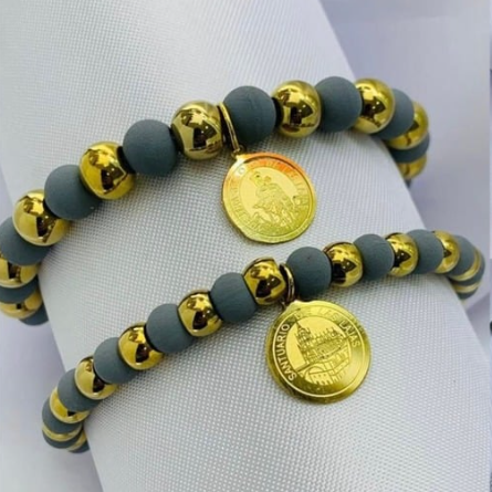 PULSERA NEOPRENO ACERO INOXIDABLE MEDALLA