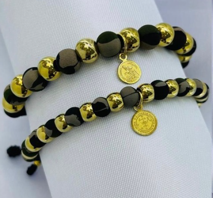 PULSERA NEOPRENO ACERO INOXIDABLE MEDALLA