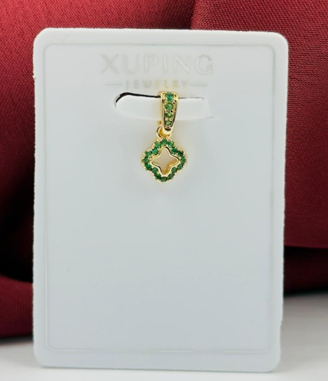 DIJE RODIO VAN CLEF CIRCON VERDE PEQUEÑO DORADO