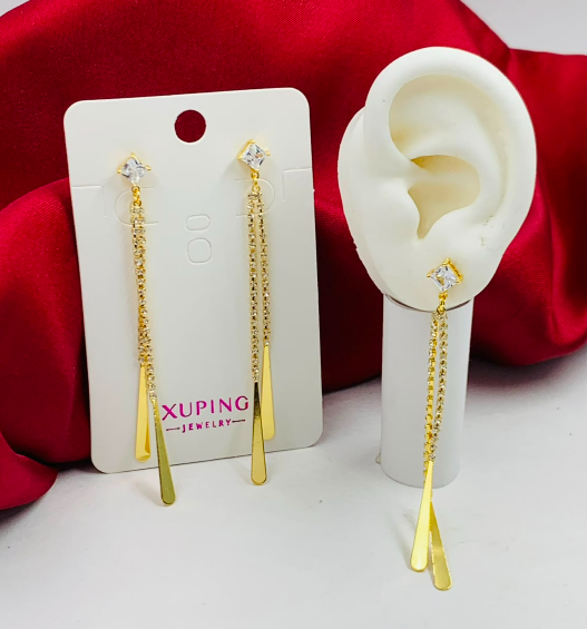 ARETE RODIO COLGANTE CIRCON CUADRADO GOTA DORADO