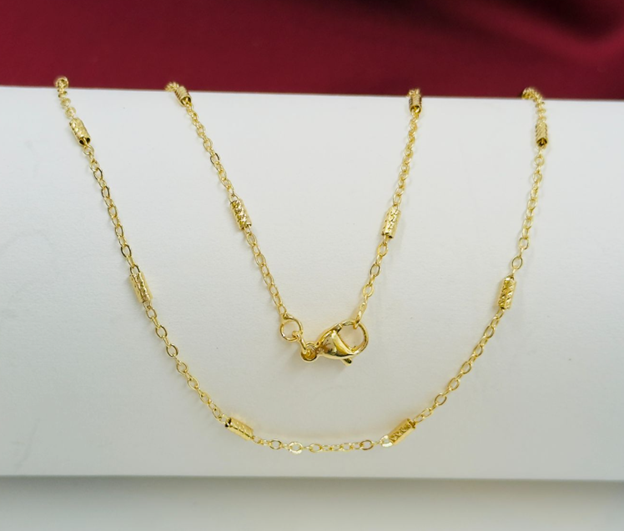 CADENA RODIO BARRILES DELGADA DORADO 60CM