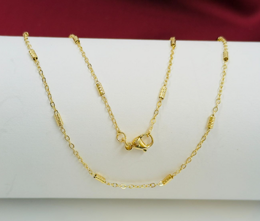 CADENA RODIO BARRILES DELGADA DORADO 60CM