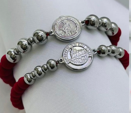 PULSERA NEOPRENO ACERO INOXIDABLE MEDALLA