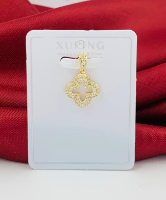DIJE RODIO VAN CLEF HUECO CIRCON BLANCO DORADO