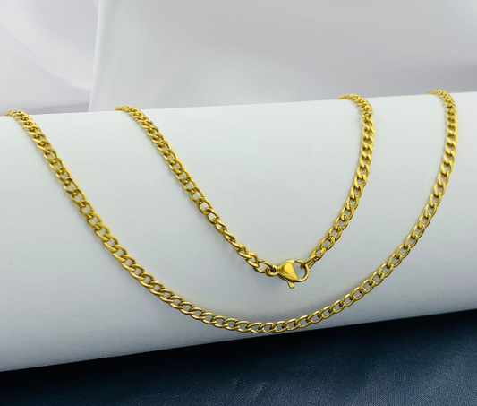 CADENA ACERO INOXIDABLE CUBANA DELGADA DORADO 50-60CM