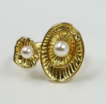 ANILLO RODIO PERLA DORADO