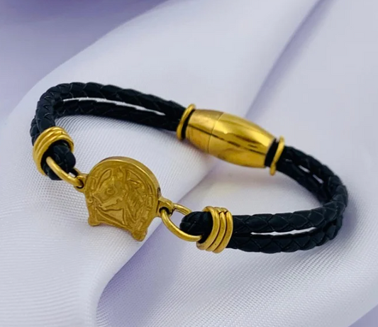 PULSERA CUERO ACERO INOXIDABLE CABALLO
