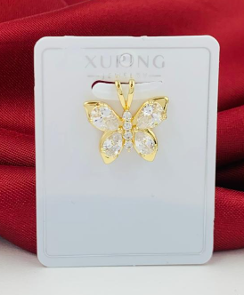 DIJE RODIO MARIPOSA CIRCONES EN ALAS DORADO