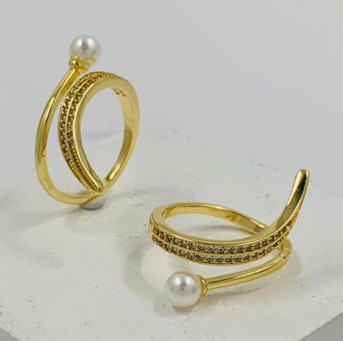 ANILLO RODIO PERLA CIRCON DORADO