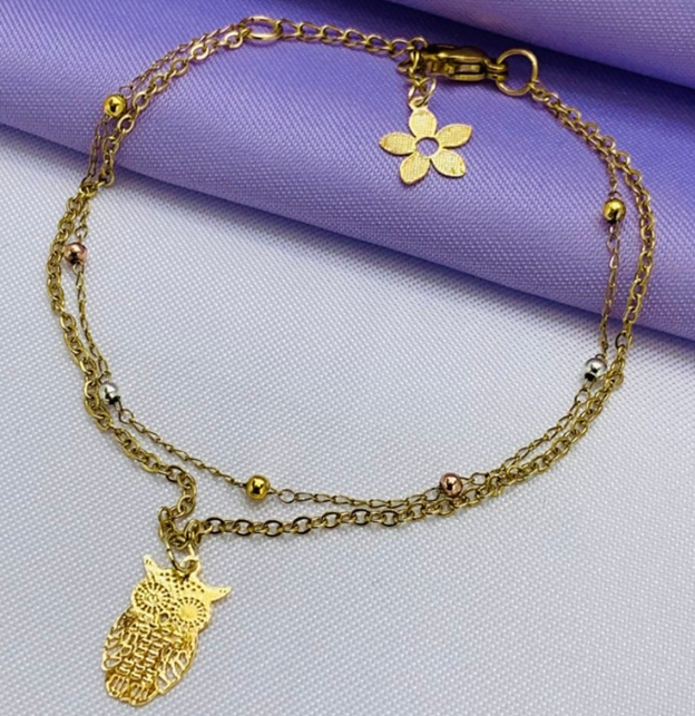 PULSERA ACERO INOXIDABLE DORADO BUHO