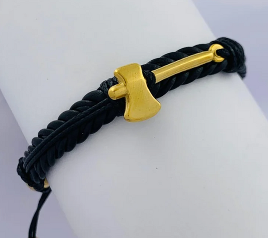 PULSERA CUERO ACERO INOXIDABLE ANCLA