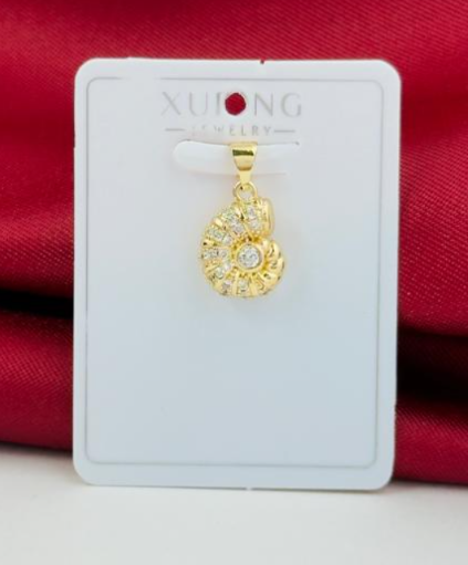 DIJE RODIO CORAL CIRCONES DORADO