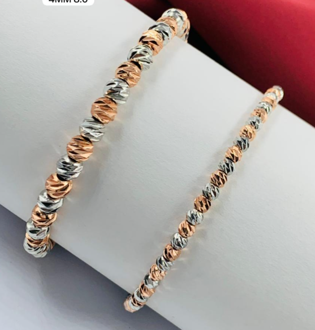PULSERA RODIO DIAMANTADO PLATIZADO ROSA TEJIDA