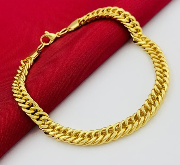 PULSERA RODIO DOBLE ESLABON DORADO