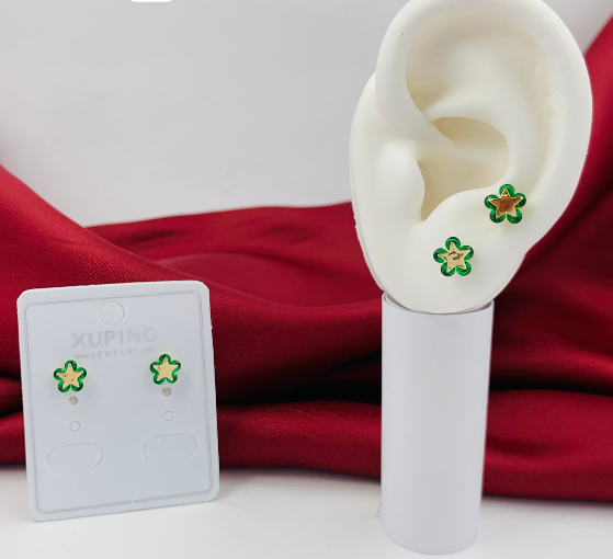 TOPO RODIO ESTRELLA CIRCON ALREDEDOR VERDE DORADO