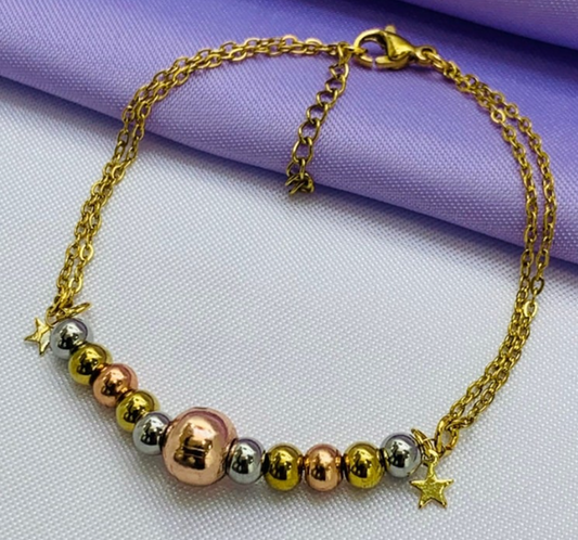 PULSERA ACERO INOXIDABLE 3 OROS