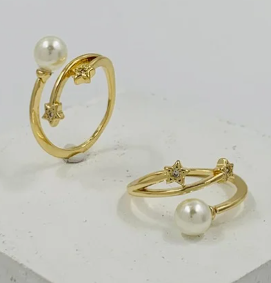 ANILLO RODIO PERLA DORADO